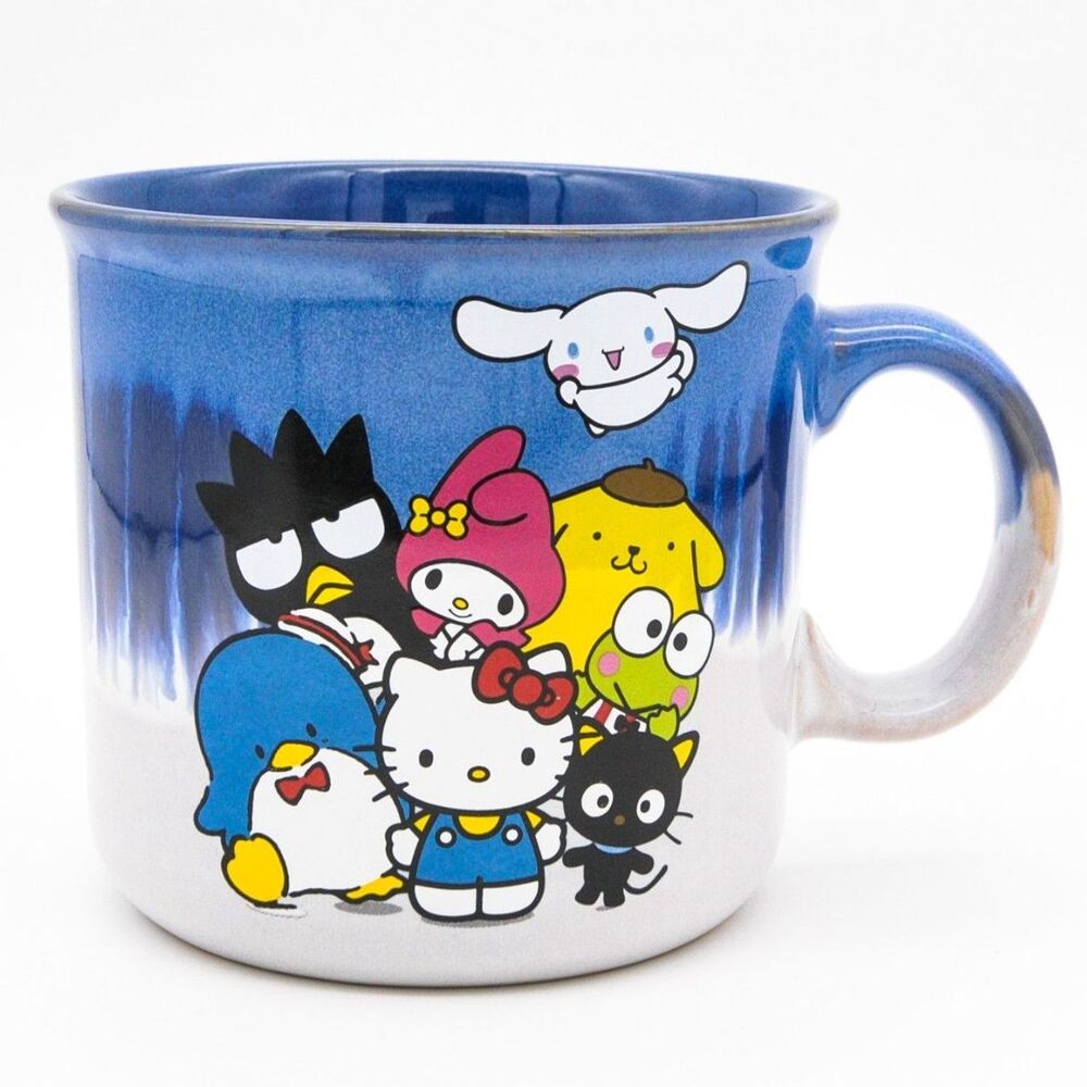 Hello Kitty and Friends Mug, 20oz Sanrio Blue Ceramic Coffee Cup, Gift for Fans